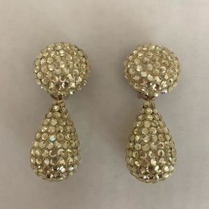 Swarovski gold crystal drop earrings w/ clip back